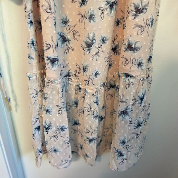 ANTHROPOLOGIE MOON RIVER Ruffle Cold Shoulder Floral Pink MIDI Dress.Size S - Picture 10 of 15